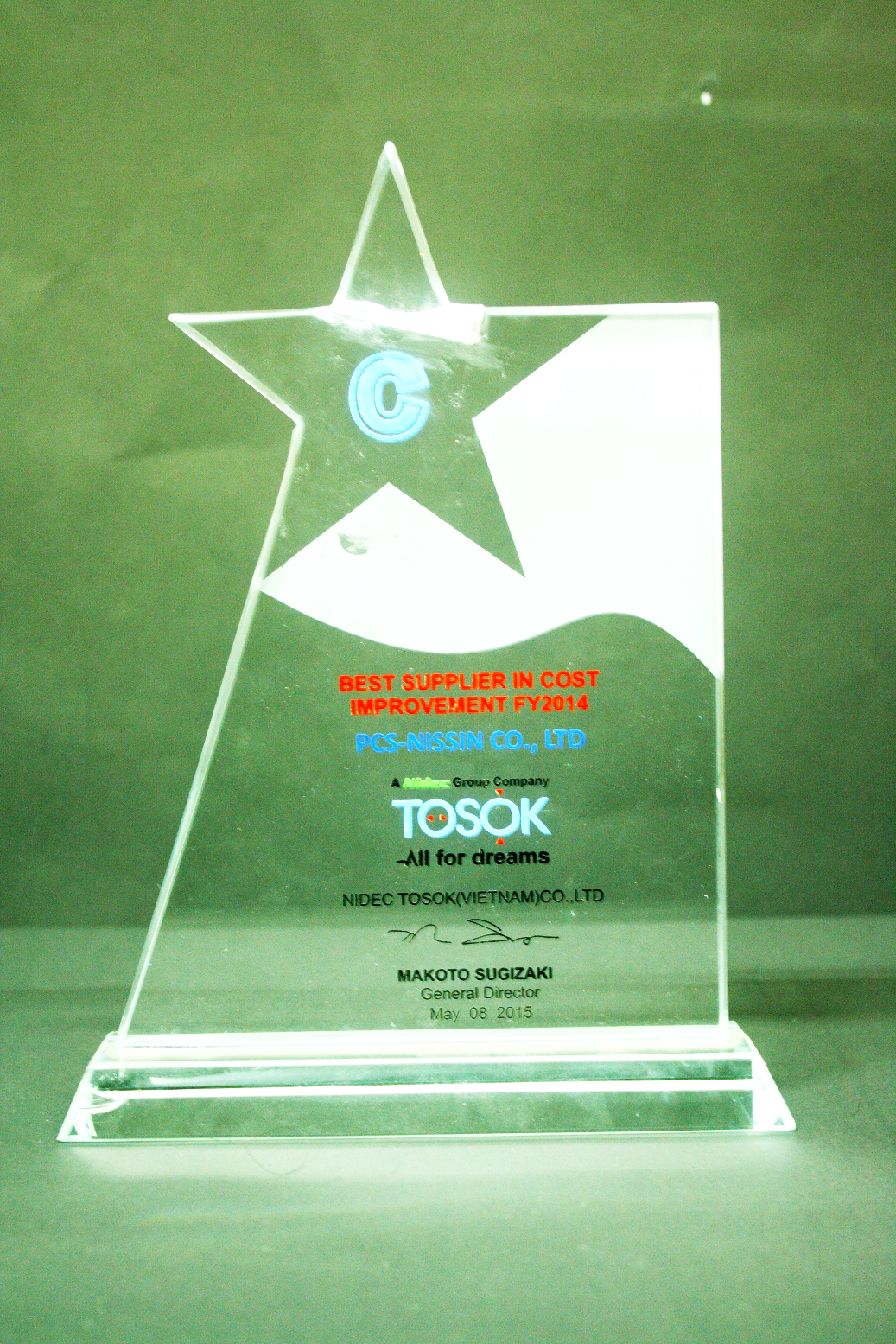 Best-Cost-Supplier-of-Nidec-Tosok-2014